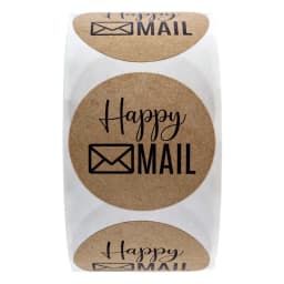 50-500pcs Happy Mail Stickers Scrapbooking1 Inch Round Kraft Stickers Seal Labels Envelope Packaging Labels Stationery Sticker