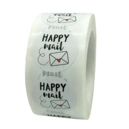50-500pcs Happy Mail Stickers Scrapbooking1 Inch Round Kraft Stickers Seal Labels Envelope Packaging Labels Stationery Sticker