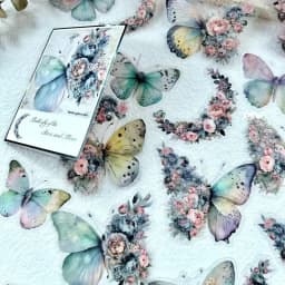 30 PCs Butterfly Flower Themed DIY Decorative Stickers Pack Decorative Stickers For Scrapbook Label Diary Album Planner