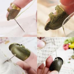 Sewing Thimble Adjustable Thimble Finger Protector Metal Finger Shield Ring Non-Slip Needle Press Finger Sleeve DIY Sewing Tool