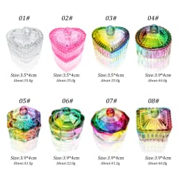 Glass Acrylic Powder Liquid Nail Crystal Cup With Lid Aurora Colorful Dappen Bowl Cup Holder Container Equipment Nail Art Tools