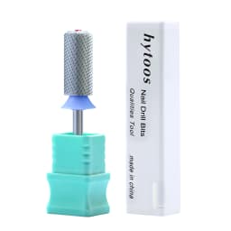 HYTOOS Tungsten Carbide Acrylic Nail Drill Bit Chrome 6.6mm Crystal Top Barrel Nail Bits 2 Way Manicure efile Art Remove Gel