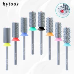 HYTOOS Tungsten Carbide Acrylic Nail Drill Bit Chrome 6.6mm Crystal Top Barrel Nail Bits 2 Way Manicure efile Art Remove Gel