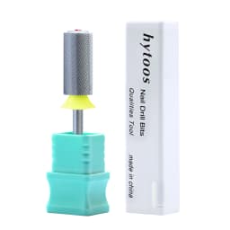 HYTOOS Tungsten Carbide Acrylic Nail Drill Bit Chrome 6.6mm Crystal Top Barrel Nail Bits 2 Way Manicure efile Art Remove Gel