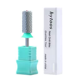 HYTOOS Tungsten Carbide Acrylic Nail Drill Bit Chrome 6.6mm Crystal Top Barrel Nail Bits 2 Way Manicure efile Art Remove Gel