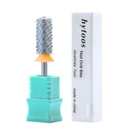 HYTOOS Tungsten Carbide Acrylic Nail Drill Bit Chrome 6.6mm Crystal Top Barrel Nail Bits 2 Way Manicure efile Art Remove Gel