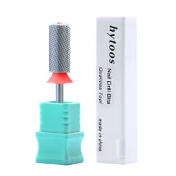 HYTOOS Tungsten Carbide Acrylic Nail Drill Bit Chrome 6.6mm Crystal Top Barrel Nail Bits 2 Way Manicure efile Art Remove Gel