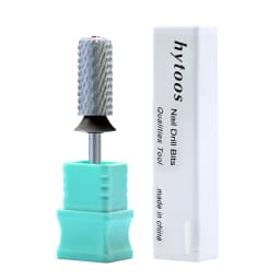 HYTOOS Tungsten Carbide Acrylic Nail Drill Bit Chrome 6.6mm Crystal Top Barrel Nail Bits 2 Way Manicure efile Art Remove Gel