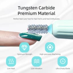HYTOOS Tungsten Carbide Acrylic Nail Drill Bit Chrome 6.6mm Crystal Top Barrel Nail Bits 2 Way Manicure efile Art Remove Gel
