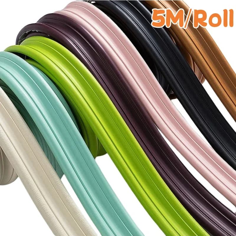5M NBR Soft Wall Trim Lines Self-Adhesive Skirting Decor Strip Backsplash Tile Edge Anticollision Molding Line 3D Wall Sticker