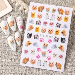 Lovely Dog Cat Animal Bunny 3D Korean Cartoon Scrawl Relief Self Adhesive Nail Art Stickers Cute Pretty Puppy Kitty Star Manicur