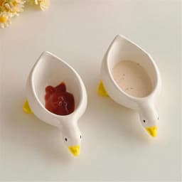2pcs ceramic duck seasoning dish, salad dipping dish, cream mini bowl, cute design afternoon tea cutlery