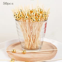 100pcs /50pcs Bamboo Fruit Fork Cocktail Prikker Skewers Disposable Fruit Fork Cocktail Prikkers Forks Food Picks Wedding Party