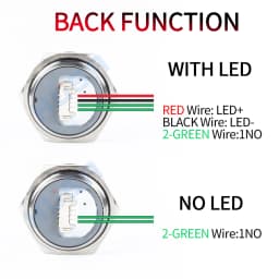 16/19/22/25/30mm With wires Short Stroke Waterproof Metal Push Button Switch 1NO Momentary Self Reset Led Light 12-24V/220V