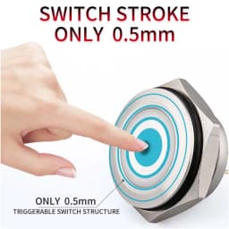 16/19/22/25/30mm With wires Short Stroke Waterproof Metal Push Button Switch 1NO Momentary Self Reset Led Light 12-24V/220V