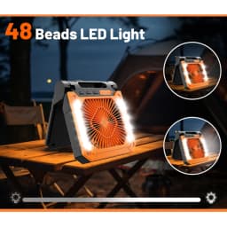 Cordless Portable Electric Fan With Led Light Tent Car Camping Hook&USB&Solar Charging For Hiking Fishing Picnic Emergency