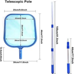 Pool Skimmer Net with 17-41 inch Telescopic Pole Leaf Skimmer Mesh Rake Net for Spa Pond Swimming Pool, Pool Cleaner Supplies an