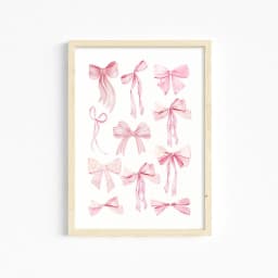 Trendy Pink Wall Art Bows Cherry Balloon Puppy Butterfly Canvas Painting Posters and Prints College Apartment Girl's Room Decor