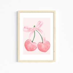 Trendy Pink Wall Art Bows Cherry Balloon Puppy Butterfly Canvas Painting Posters and Prints College Apartment Girl's Room Decor
