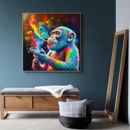 Huacan Diamond Painting Animal Full Square Round Drill Mosaic Monkey Rhinestone Picture Paintings On The Wall