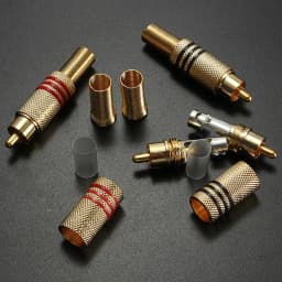 4Pcs 2Pair Gold RCA Phono Male Plug Solder Audio Video Cable Adapter Connector NEW Great for Audio Speakers