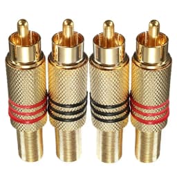 4Pcs 2Pair Gold RCA Phono Male Plug Solder Audio Video Cable Adapter Connector NEW Great for Audio Speakers