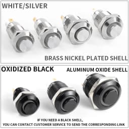 1NO High head Waterproof Metal Push Button Switch LED Light Self-locking/reset 3/6/12/24/220V 8/10/12/16mm Brass nickel plating