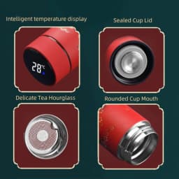 Portable Thermos Bottle Coffee Tea Mug Chinese Style Smart Temperature Display Vacuum Flask Water Bottle With Filter Thermos Cup