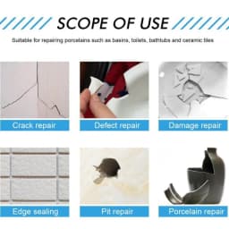 2pcs/set White Porcelain Repair Kit Ceramic Repair Paste Tile Tub Toilet Sink Shower Kits Chip Crack Hole Scratches Fix Adhesive