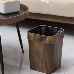Square Wood Grain Trash Can Household Plastic Uncovered Office Bathroom Trash Can