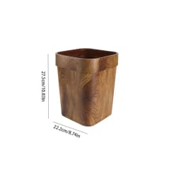 Square Wood Grain Trash Can Household Plastic Uncovered Office Bathroom Trash Can