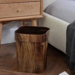 Square Wood Grain Trash Can Household Plastic Uncovered Office Bathroom Trash Can