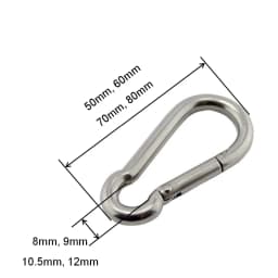 Carabiner Hook Marine Stainless Steel 50mm 60mm 70mm 80mm Length Large Heavy Duty Stainles Carabiner