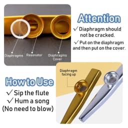 Kazoo Golden Aluminum Alloy with Membrane Flute Diaphragm Mouth Kazoos Musical Instruments