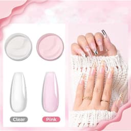 120ML 4.23 OZ Acrylic Nail Powder Pink Clear & White Acrylic Crystal Powder Odor-Free Bubble-Free No Need Nail Lamp Long-Lasting