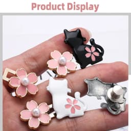 1 Pair No Sewing Adjustable Waist Clips Sakura Cat Trousers Waist Buckles for Jeans Pants Skirts Fit Reduce Waist Snap Button