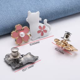 1 Pair No Sewing Adjustable Waist Clips Sakura Cat Trousers Waist Buckles for Jeans Pants Skirts Fit Reduce Waist Snap Button