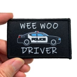Wee Woo Driver Patch - Police Car, Ambulance EMT, or Fire Engine Driver - Funny 2"x3" Removable Patch with Hook and Loop Backing