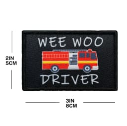 Wee Woo Driver Patch - Police Car, Ambulance EMT, or Fire Engine Driver - Funny 2"x3" Removable Patch with Hook and Loop Backing