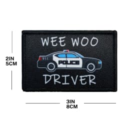 Wee Woo Driver Patch - Police Car, Ambulance EMT, or Fire Engine Driver - Funny 2"x3" Removable Patch with Hook and Loop Backing