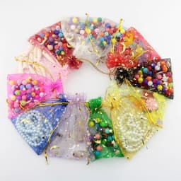 100PCS Moon Stars Drawstring Organza Bags Jewelry Gift Bags Pouches Gold Star Organza Favor Pouches for Christmas Wedding