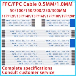 10PCS FPC FFC Cable Ribbon Flexible Flat Cable11P/12P/13P/14P/15P/16P/17P/18P/19P/20P 0.5MM 1.0MM Pitch 50/100/150/200/250/300MM