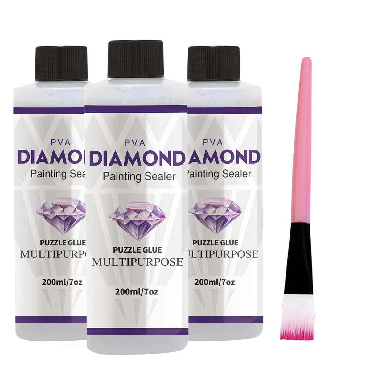 2 In 1 60ML/200ML Diamond Painting Sealer 5D Diamond Painting Art Glue And Silicone Brush Permanent Hold & Shine Effect Sealer