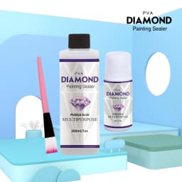 2 In 1 60ML/200ML Diamond Painting Sealer 5D Diamond Painting Art Glue And Silicone Brush Permanent Hold & Shine Effect Sealer