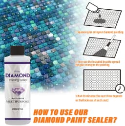 2 In 1 60ML/200ML Diamond Painting Sealer 5D Diamond Painting Art Glue And Silicone Brush Permanent Hold & Shine Effect Sealer