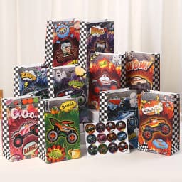 Racing Monster Truck Birthday Party Supplies Tableware Gift Bag Keychain Temporary Tattoos Stickers Balloon Slap Bracelets
