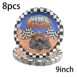 Racing Monster Truck Birthday Party Supplies Tableware Gift Bag Keychain Temporary Tattoos Stickers Balloon Slap Bracelets