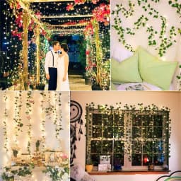 10M/5M/2M Green Leaf Fake Plants String Light Battery Powered Waterproof String Light For Wall House Room Office Birthday Decor