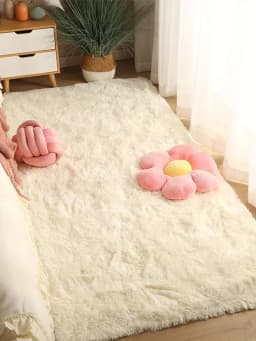 Pink Bedroom Carpet For Children's Room Cute Girls Floor Soft Mat Living Room Decoration White Fluffy Large Kids Bedside Rugs