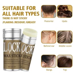 LOCKMIO Wax Stick Natural Coconut Oil Moisturizes Soften Smoothing Styling Flyaway Hair Edge Control Strong Hold Long Lasting